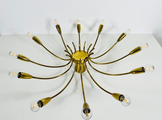 Brass 12-Arm Sputnik Chandelier Attributed to Arredoluce, 1950s-PUK-1317201