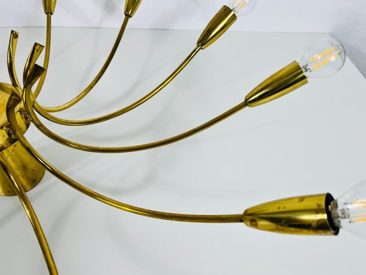 Brass 12-Arm Sputnik Chandelier Attributed to Arredoluce, 1950s-PUK-1317201