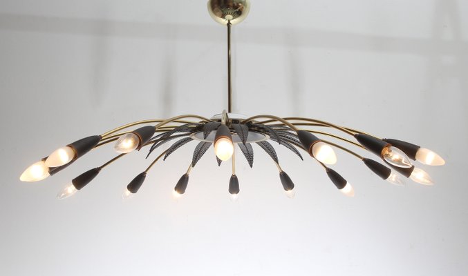 Brass 16-Armed Sputnik Chandelier, 1950s-PF-935313