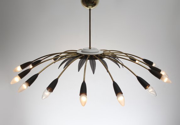 Brass 16-Armed Sputnik Chandelier, 1950s-PF-935313