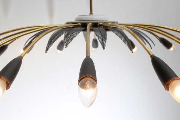 Brass 16-Armed Sputnik Chandelier, 1950s-PF-935313