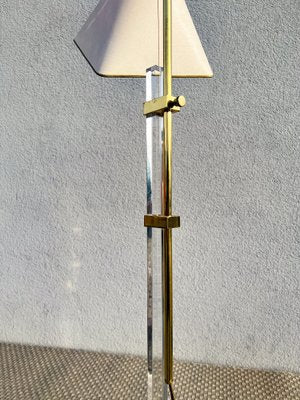 Brass & Acrylic Glass Adjustable Floor Lamp, 1970s-WZZ-1761763