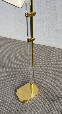 Brass & Acrylic Glass Adjustable Floor Lamp, 1970s-WZZ-1761763