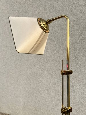 Brass & Acrylic Glass Adjustable Floor Lamp, 1970s-WZZ-1761763