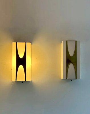 Brass & Acrylic Glass Wall Lights by Loewy for Hilton, France, 1965, Set of 2-KAI-2035450