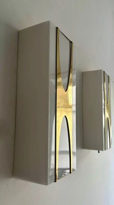 Brass & Acrylic Glass Wall Lights by Loewy for Hilton, France, 1965, Set of 2-KAI-2035450