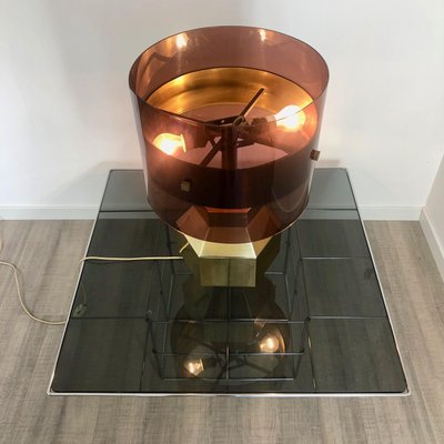 Brass & Acrylic Table Lamp, Italy, 1970s-LYQ-1171789