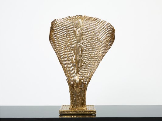 Brass Agate Stone Nefertiti Table Lamp byHenri Fernandez, 1970s-YJA-1362138