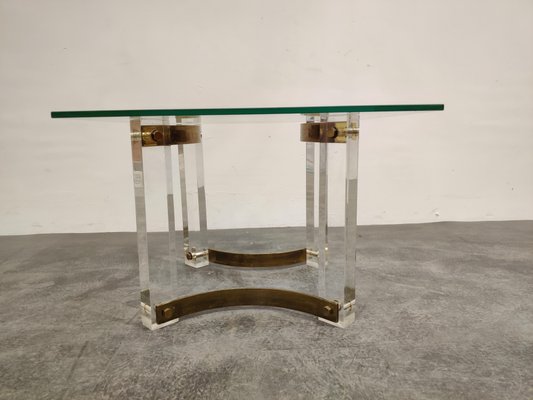 Brass and Acrylic Glass Coffee Table, 1970s-IRH-867254