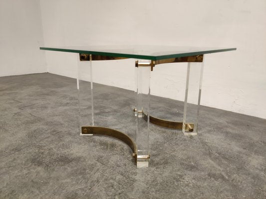 Brass and Acrylic Glass Coffee Table, 1970s-IRH-867254