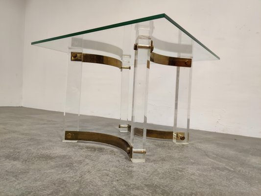 Brass and Acrylic Glass Coffee Table, 1970s-IRH-867254