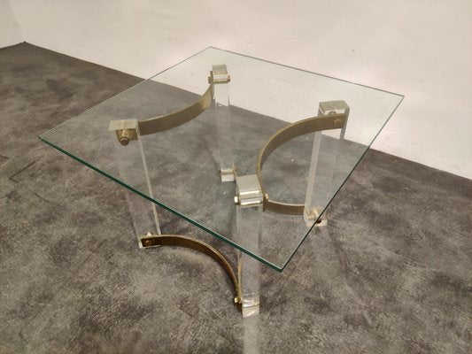 Brass and Acrylic Glass Coffee Table, 1970s-IRH-867254