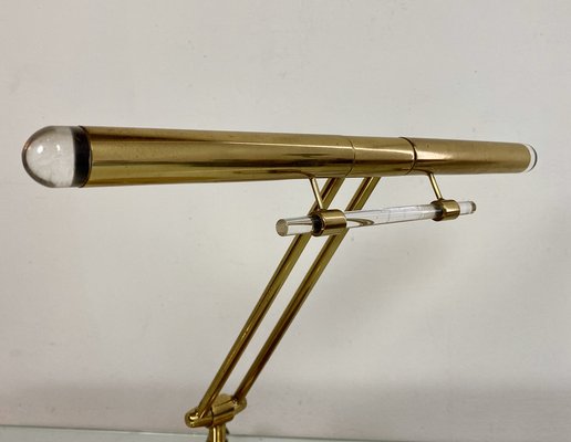 Brass and Acrylic Glass Desk Lamp, 1980s-WZZ-1406661