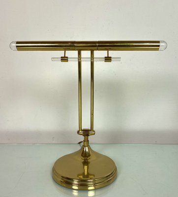 Brass and Acrylic Glass Desk Lamp, 1980s-WZZ-1406661