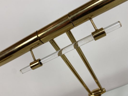 Brass and Acrylic Glass Desk Lamp, 1980s-WZZ-1406661