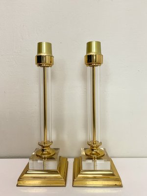 Brass and Acrylic Table Lamps, 1970s, Set of 2-WZZ-1719383