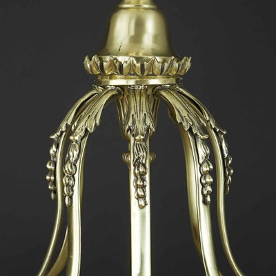 Brass and Alabaster Chandelier, 1940s-TBU-2038046