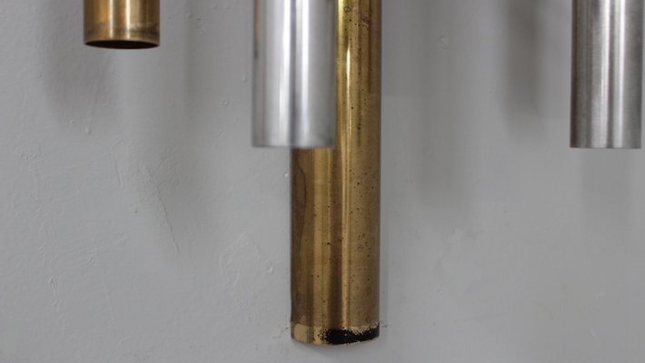 Brass and Aluminun Tubes Sconces from Stilnovo, 1950s, Set of 2-ZQ-1312959