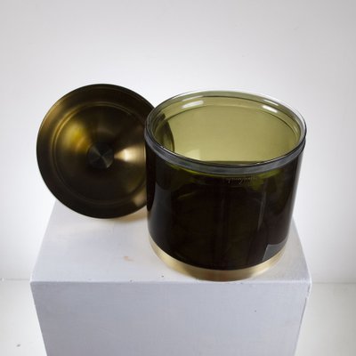 Brass and Amber Acrylic Glass Ice Container with Internal Glass Container, 1960s-JQO-1219524