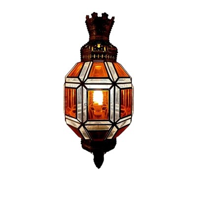 Brass and Amber Crystal Sconces, Set of 2-TCS-1807874