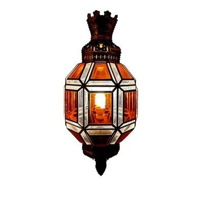 Brass and Amber Crystal Sconces, Set of 2-TCS-1807874