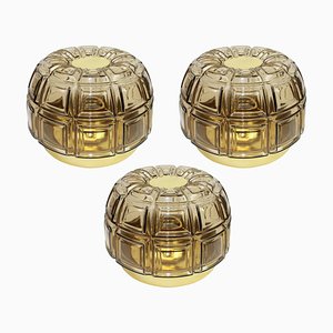 Brass and Amber Glass Sconces from Limburg, Germany, 1960s, Set of 2-UGR-1085882