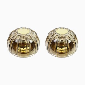 Brass and Amber Glass Sconces from Limburg, Germany, 1960s-UGR-1085881