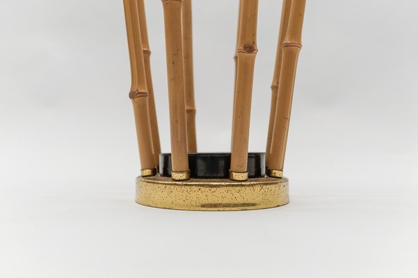 Brass and Bamboo Coat Rack and Umbrella Stand, Italy, 1950s, Set of 2-KQB-1765845