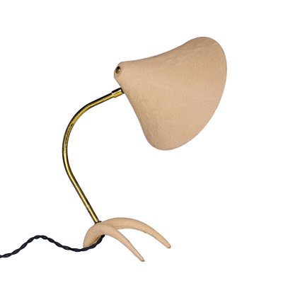 Brass and Beige Crowfoot Table Lamp attributed to Cosack Leuchten, 1950s-XT-1432075