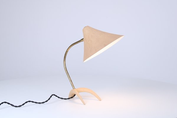 Brass and Beige Crowfoot Table Lamp attributed to Cosack Leuchten, 1950s-XT-1432075