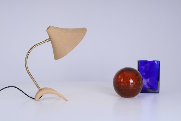 Brass and Beige Crowfoot Table Lamp attributed to Cosack Leuchten, 1950s-XT-1432075