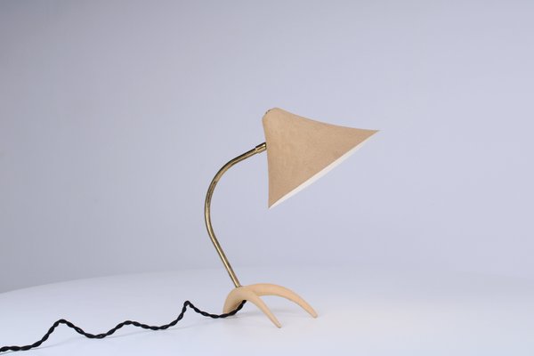 Brass and Beige Crowfoot Table Lamp attributed to Cosack Leuchten, 1950s-XT-1432075