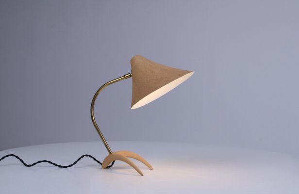 Brass and Beige Crowfoot Table Lamp attributed to Cosack Leuchten, 1950s-XT-1432075