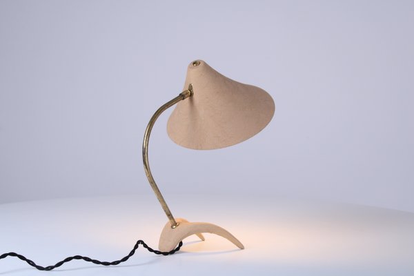 Brass and Beige Crowfoot Table Lamp attributed to Cosack Leuchten, 1950s-XT-1432075