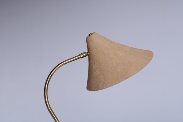 Brass and Beige Crowfoot Table Lamp attributed to Cosack Leuchten, 1950s-XT-1432075