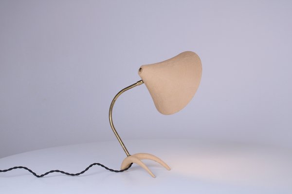 Brass and Beige Crowfoot Table Lamp attributed to Cosack Leuchten, 1950s-XT-1432075