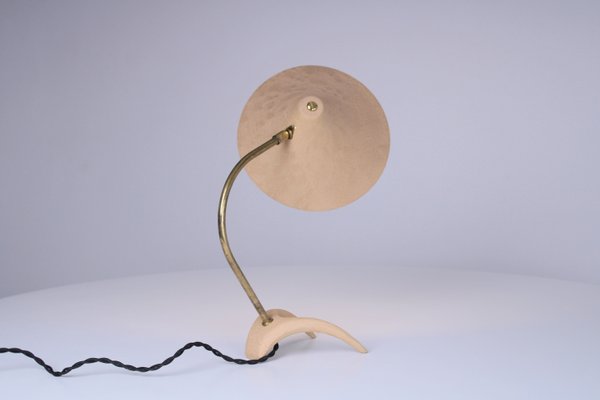 Brass and Beige Crowfoot Table Lamp attributed to Cosack Leuchten, 1950s-XT-1432075