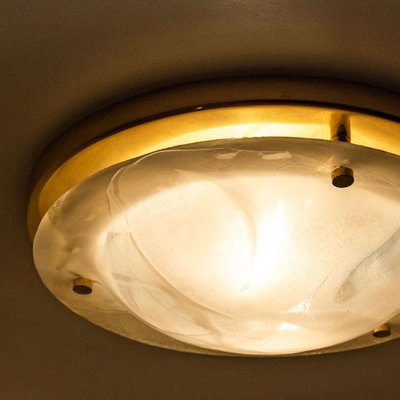 Brass and Blown Murano Glass Wall Light or Flush Mount, 1960s-VDW-956751