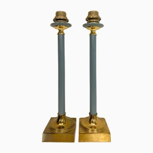 Brass and Blue Steel Table Lamps from Kullmann, 1970s, Set of 2-WZZ-1742410