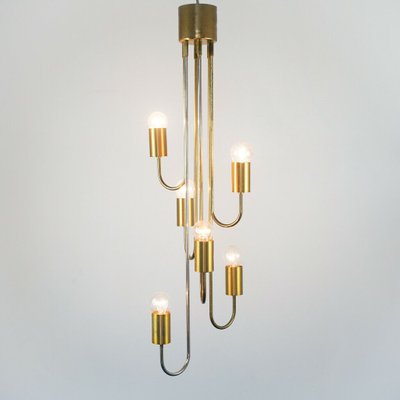 Brass and Brass 6-Light Chandelier Lantern from Lamtern Milano, 1970s-ZLY-778142