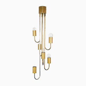 Brass and Brass 6-Light Chandelier Lantern from Lamtern Milano, 1970s-ZLY-778142