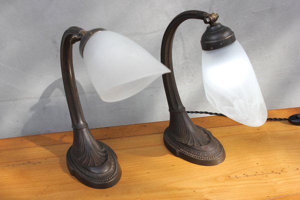 Brass and Bronze Desk Lamps, 1960s, Set of 2-UWJ-1416235