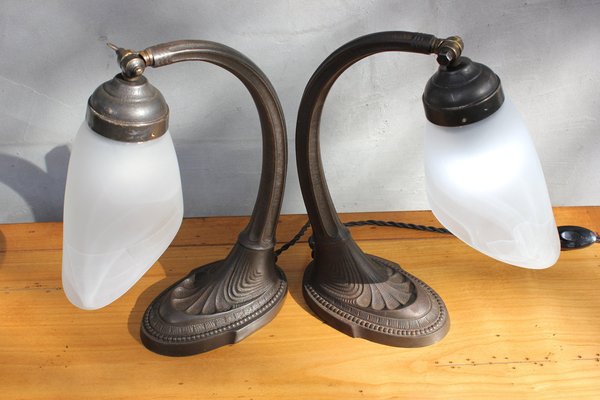 Brass and Bronze Desk Lamps, 1960s, Set of 2-UWJ-1416235