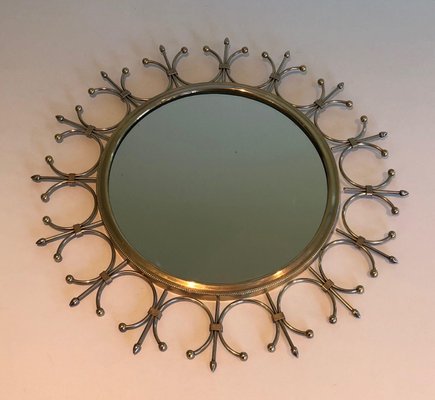 Brass and Brushed Steel Sun Mirror-BA-1365833