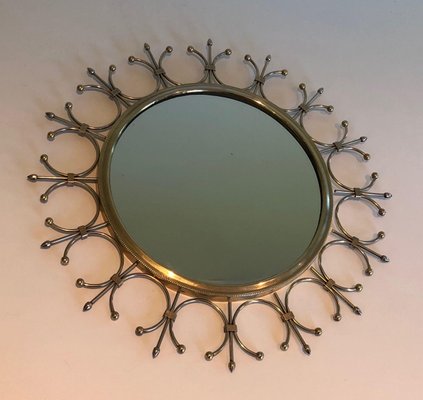 Brass and Brushed Steel Sun Mirror-BA-1365833