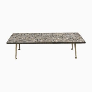 Brass and Ceramic Mosaic Coffee Table, 1950s-KQB-1445081