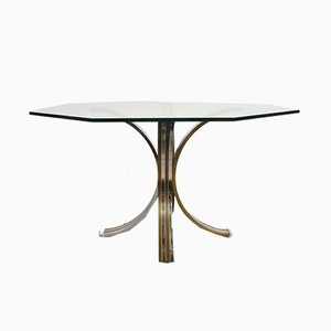 Brass and Chromed Steel Dining Table, 1970s-JDR-564137