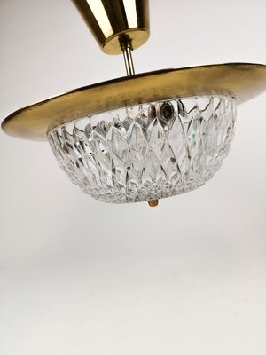 Brass and Crystal Ceiling Lamp by Tyringe Konsthantverk for Orrefors, Sweden,1960s-UYK-806921