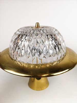 Brass and Crystal Ceiling Lamp by Tyringe Konsthantverk for Orrefors, Sweden,1960s-UYK-806921