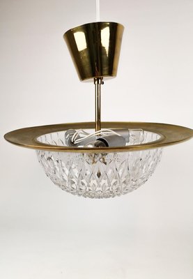 Brass and Crystal Ceiling Lamp by Tyringe Konsthantverk for Orrefors, Sweden,1960s-UYK-806921